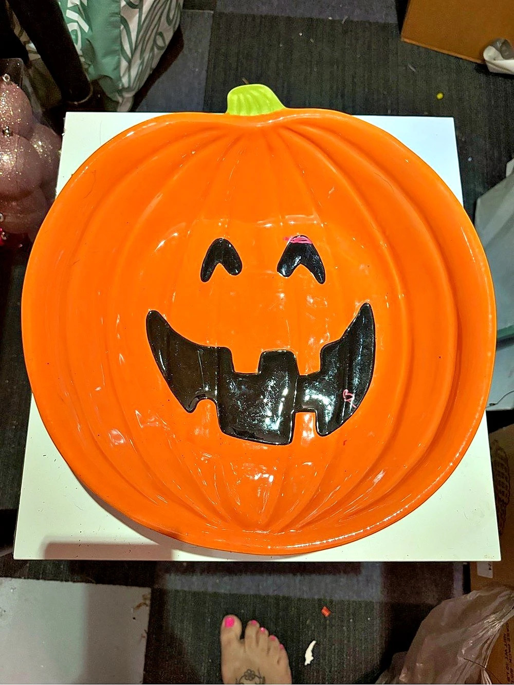 Celebrate It! Pumpkin Halloween Platter Orange & Black